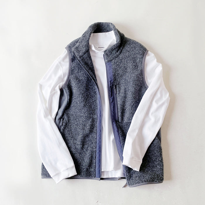 White Mountaineering/PATCHWORK BOA VEST (CHARCOAL)
