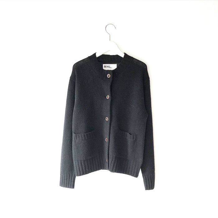 MHL./FINE SHETLAND CARDIGAN WOMENS (BLACK)