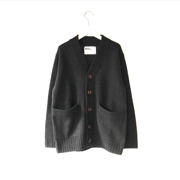 MHL./FINE SHETLAND CARDIGAN (BLACK)