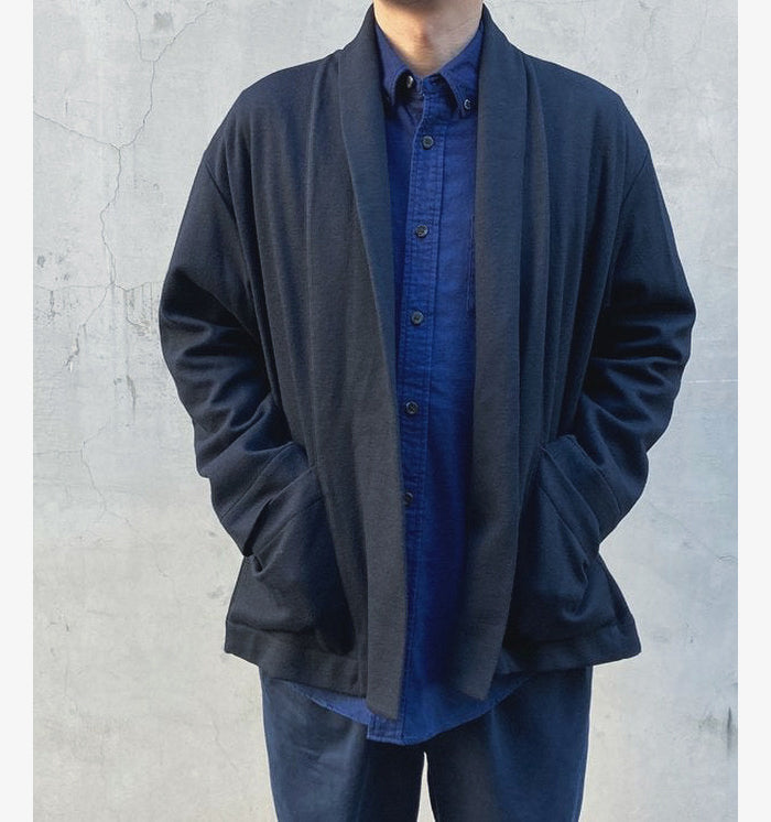 BLUE BLUE JAPAN/COMPRESSED WOOL SHAWL COLLAR JACKET (D NAVY)