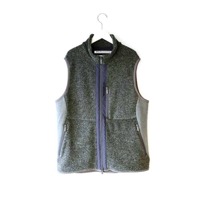 White Mountaineering/PATCHWORK BOA VEST (CHARCOAL)