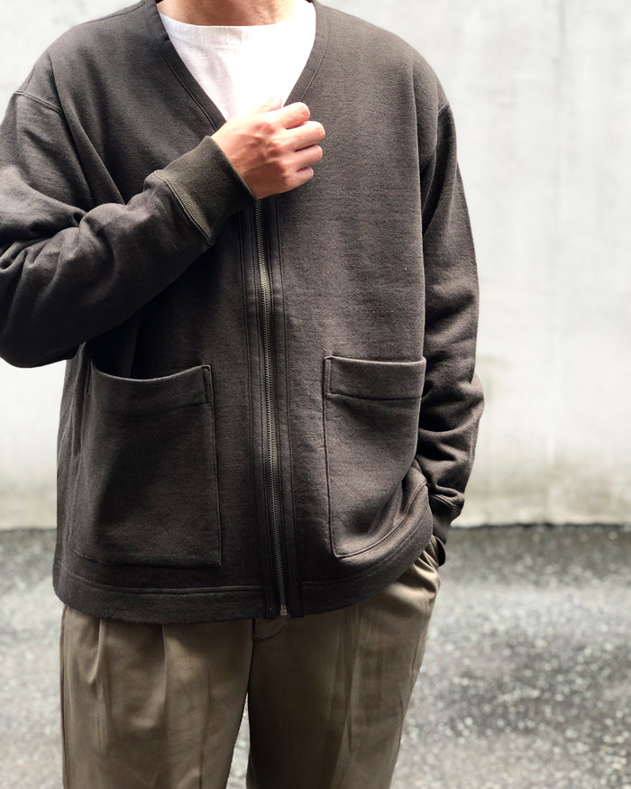 MHL./DRY COTTON LINEN LOOPBACK ZIP CARDIGAN