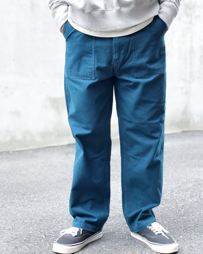 BLUE BLUE/BRUSHED HERRINGBONE HAND DYED INDIGO UTILITY TROUSERS (INDIGO)