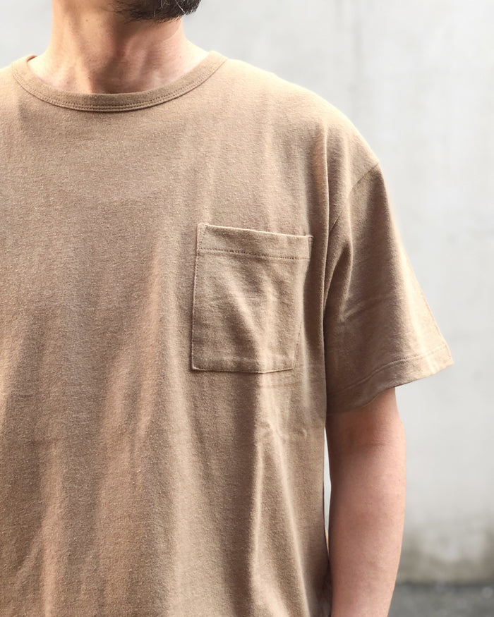 WELCOME-RAIN/SHORT SLEEVE TSH WITH POCKET (L.BROWN)