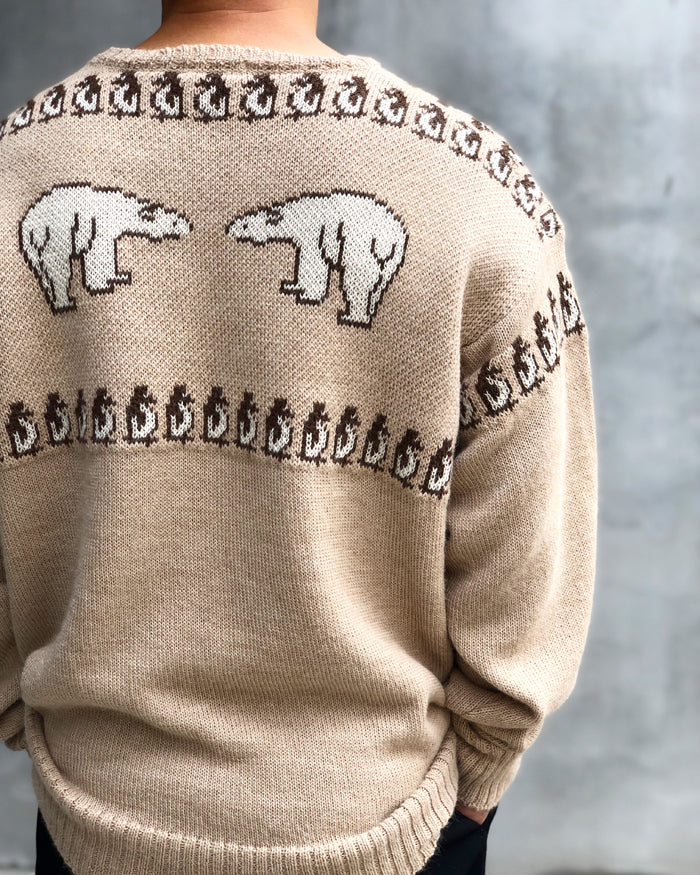 INTERIM/40s ANIMAL JACQUARD ALPACA CREW SWEATER