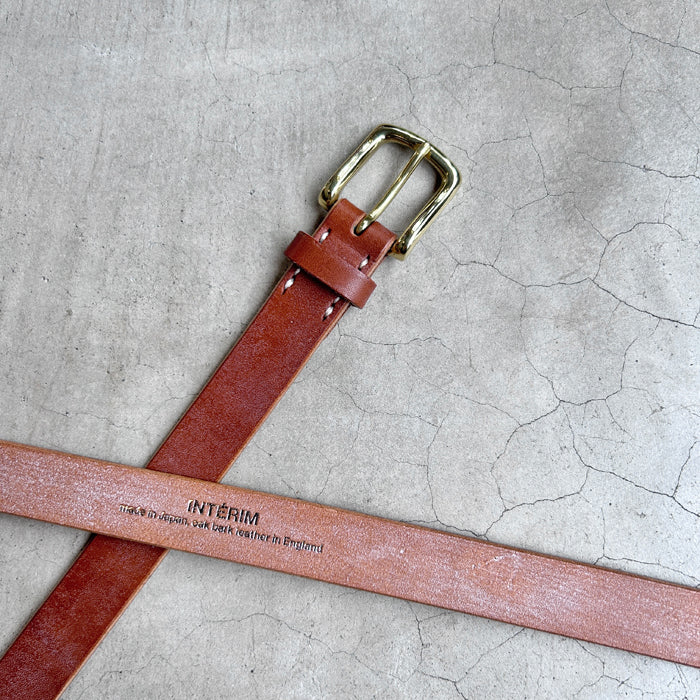 INTERIM/25mm OAK BARK LEATHER BELT (BROWN)