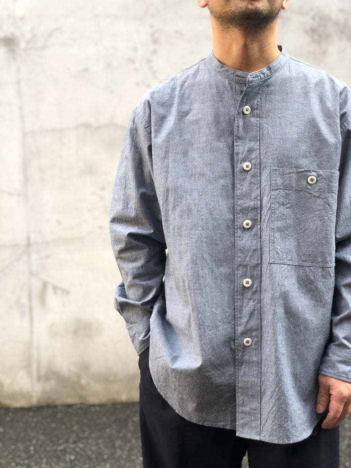 MHL./FADED COTTON SHIRTING SHIRT (INDIGO)