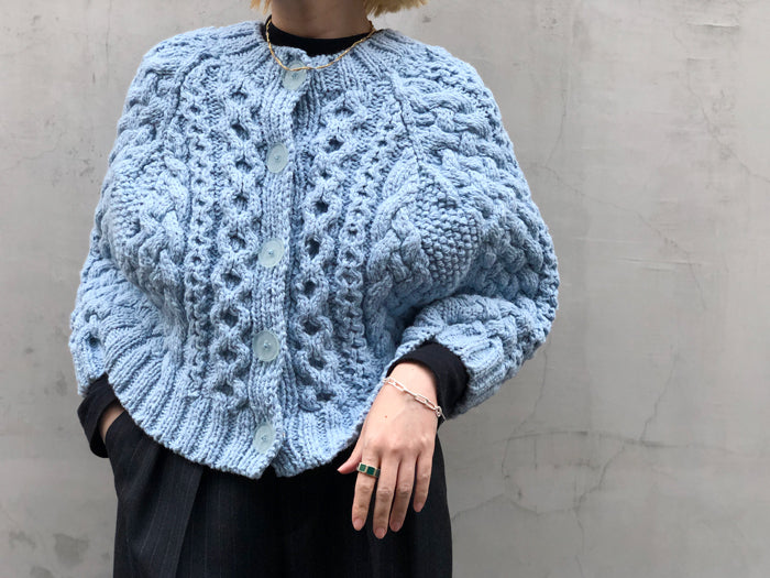 FUMIKA_UCHIDA/Wool Cashmere Hand Knitted Cable/CARDIGAN CAPE