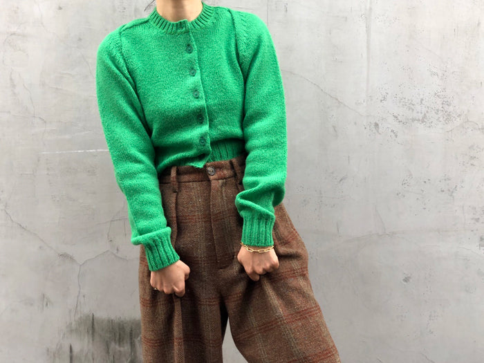 FUMIKA_UCHIDA/7G Shetland/SEPARATE-SLEEVE CARDIGAN(SPINACH)