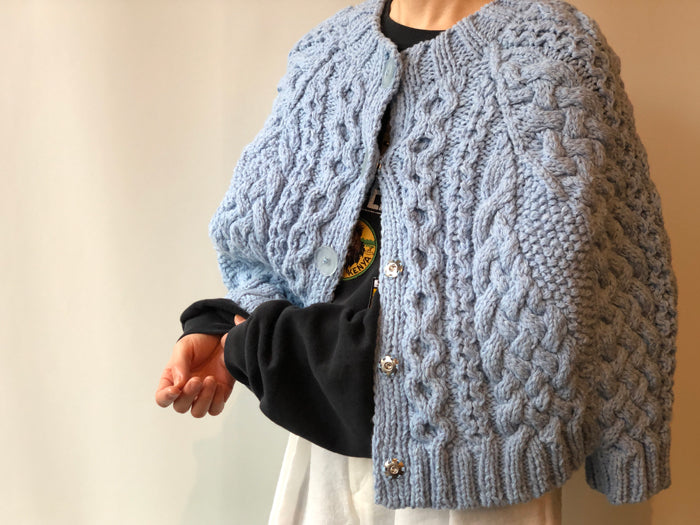 FUMIKA_UCHIDA/Wool Cashmere Hand Knitted Cable/CARDIGAN CAPE