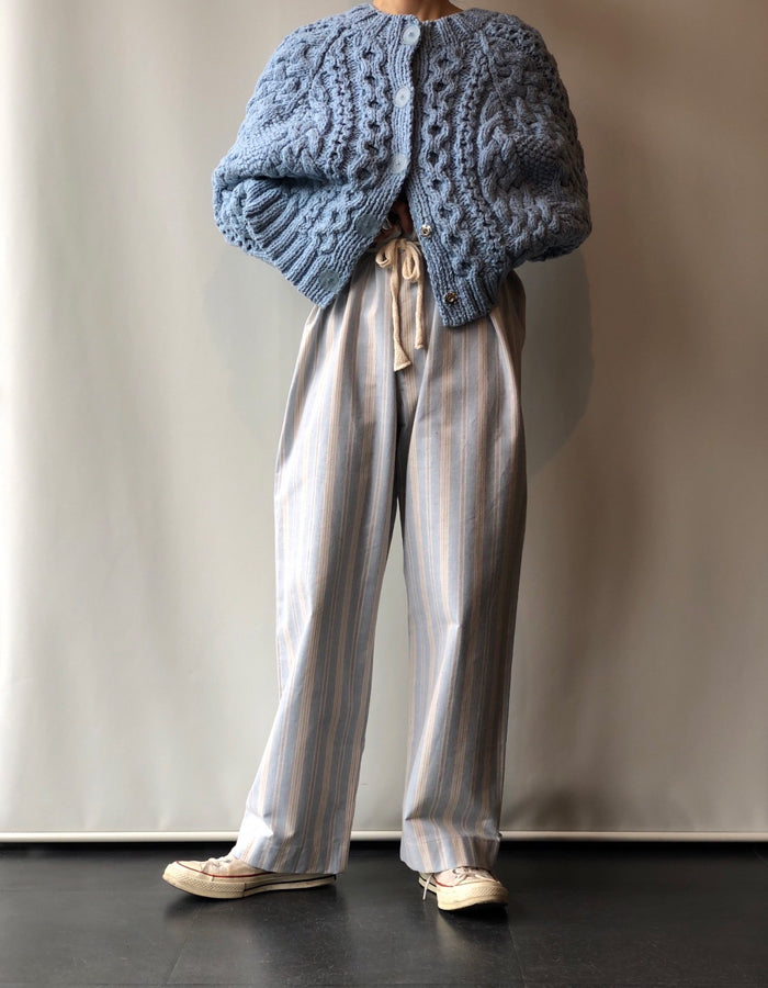 FUMIKA_UCHIDA/Striped Flannel/PAJAMA PANTS(SKYBLUE)