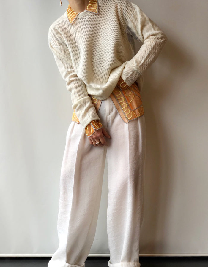 FUMIKA_UCHIDA/Striped Flannel Wool Mesh LONG-SLEEVE THERMAL(KINARI)