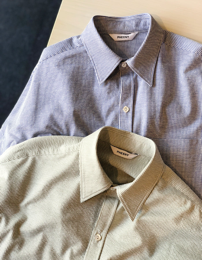 PHEENY/COTTON LINEN STRIPE SHIRT