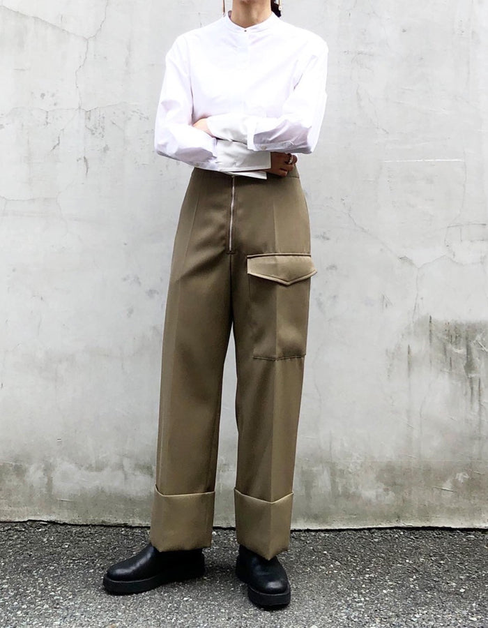 PHEENY/HARD TWILL ZIP SLACKS(KHAKI)