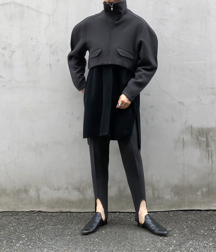 FUMIKA_UCHIDA/STRETCH W-FACE HIGH-NECK SHORT BLOUSON(ASPHALT)