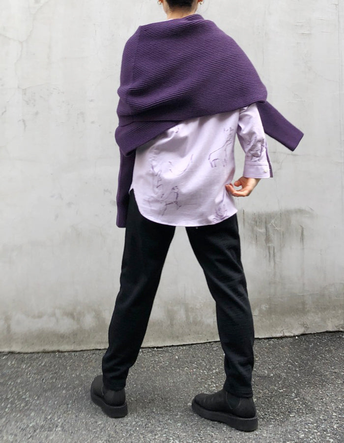 FUMIKA_UCHIDA/RIB STITCH HOODED SLEEVE STOLE(MAUVE)