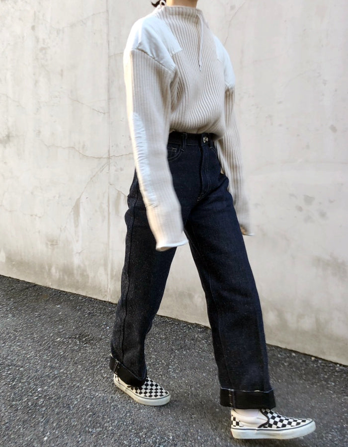 FUMIKA_UCHIDA/RIB KNIT PATCHED SWEATER(OYSTER)