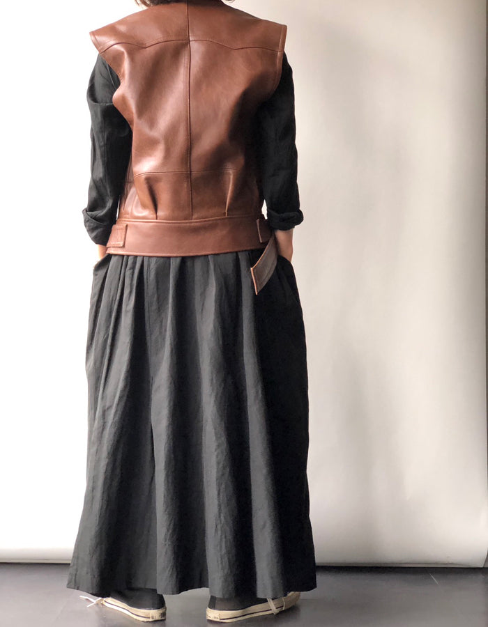 FUMIKA_UCHIDA/LEATHER SLEEVELESS DOUBLE RIDERS JACKET(BROWN)