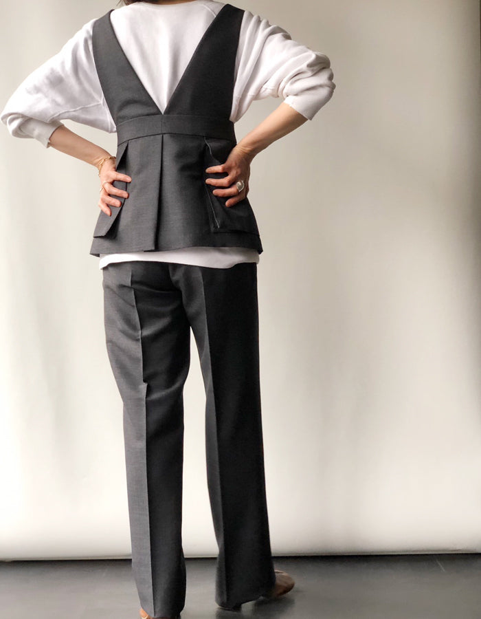 FUMIKA_UCHIDA/WOOL SUITING STRAIGHT SLACKS(TOP CHARCOAL)