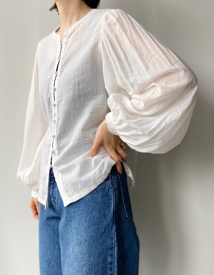 nowos/PUFF SLEEVE BLOUSE(WHITE)