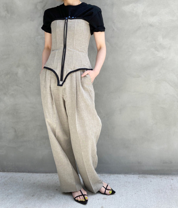 FUMIKA_UCHIDA/WOOL/LINEN SUITING JUMPSUIT(TOP GREY)