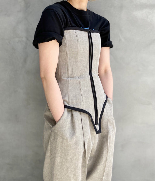 FUMIKA_UCHIDA/WOOL/LINEN SUITING JUMPSUIT(TOP GREY)