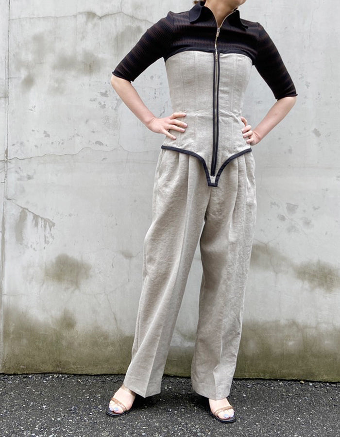 FUMIKA_UCHIDA/WOOL/LINEN SUITING JUMPSUIT(TOP GREY)