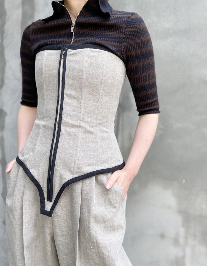 FUMIKA_UCHIDA/WOOL/LINEN SUITING JUMPSUIT(TOP GREY)