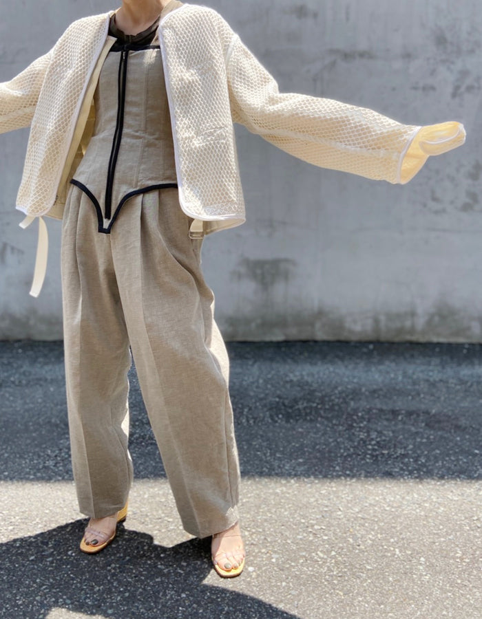 FUMIKA_UCHIDA/WOOL/LINEN SUITING JUMPSUIT(TOP GREY)