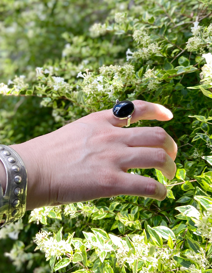 R.ALAGAN/NEW ONYX RING(SILVER)