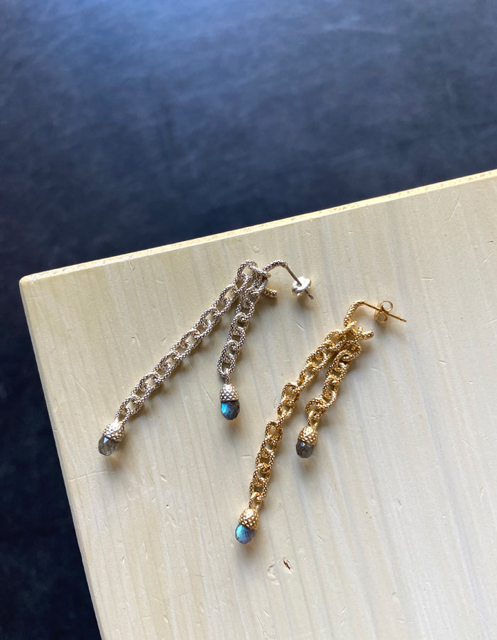 R.ALAGAN/STONE KOMON CHAIN EARRINGS