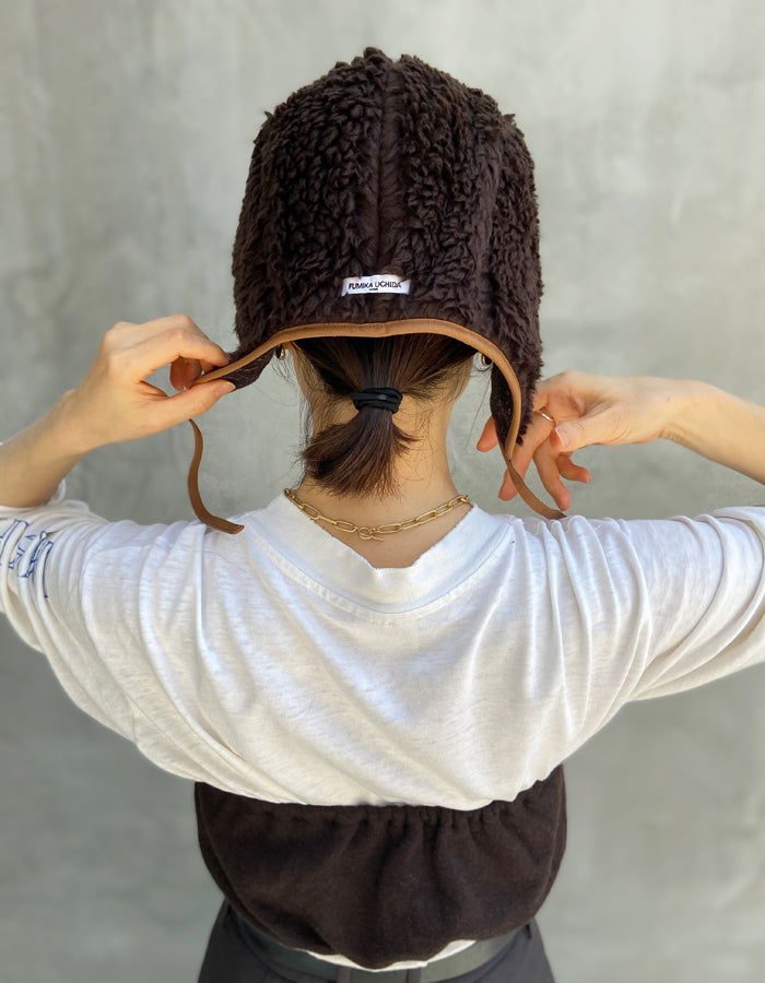 FUMIKA_UCHIDA/CORDUROY FLIGHT CAP_BOA LINING(BROWN×BROWN BOA)