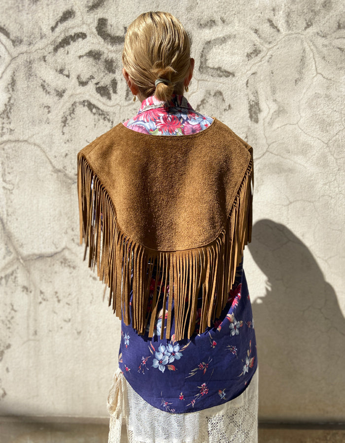 nowos/FRINGE PONCHO(BROWN)