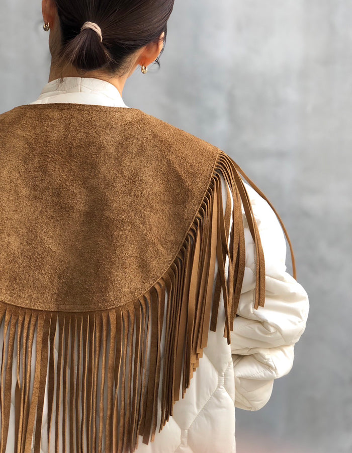 nowos/FRINGE PONCHO(BROWN)