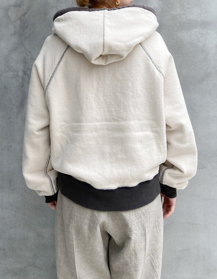 FUMIKA_UCHIDA/WOOL/2-TONE PULLOVER HOODIE