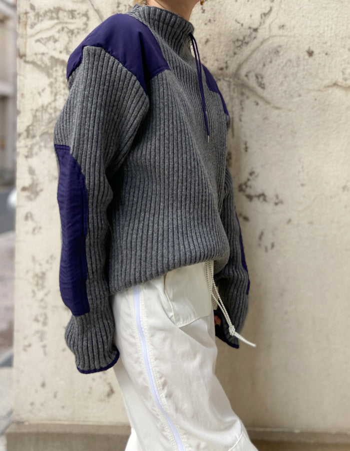 FUMIKA_UCHIDA/RIB KNIT PATCHED SWEATER(L.GREY)