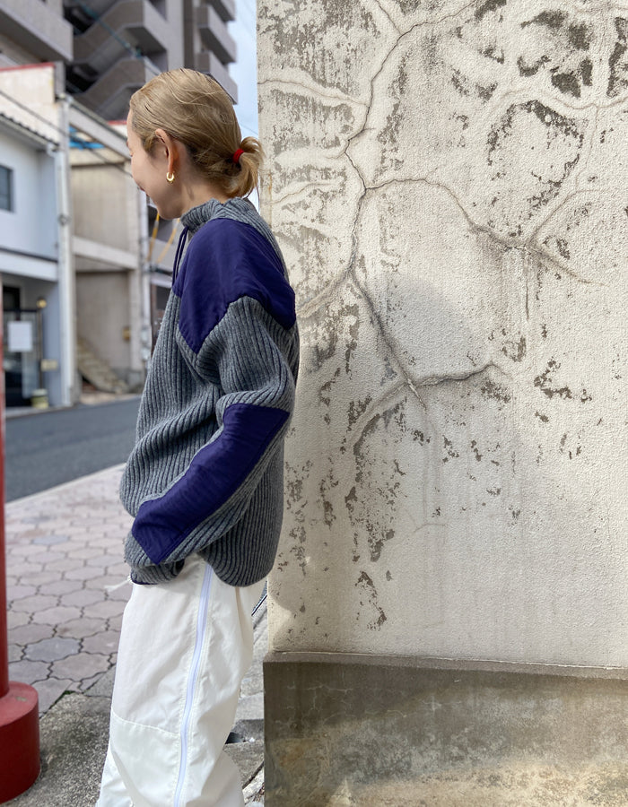 FUMIKA_UCHIDA/RIB KNIT PATCHED SWEATER(L.GREY)