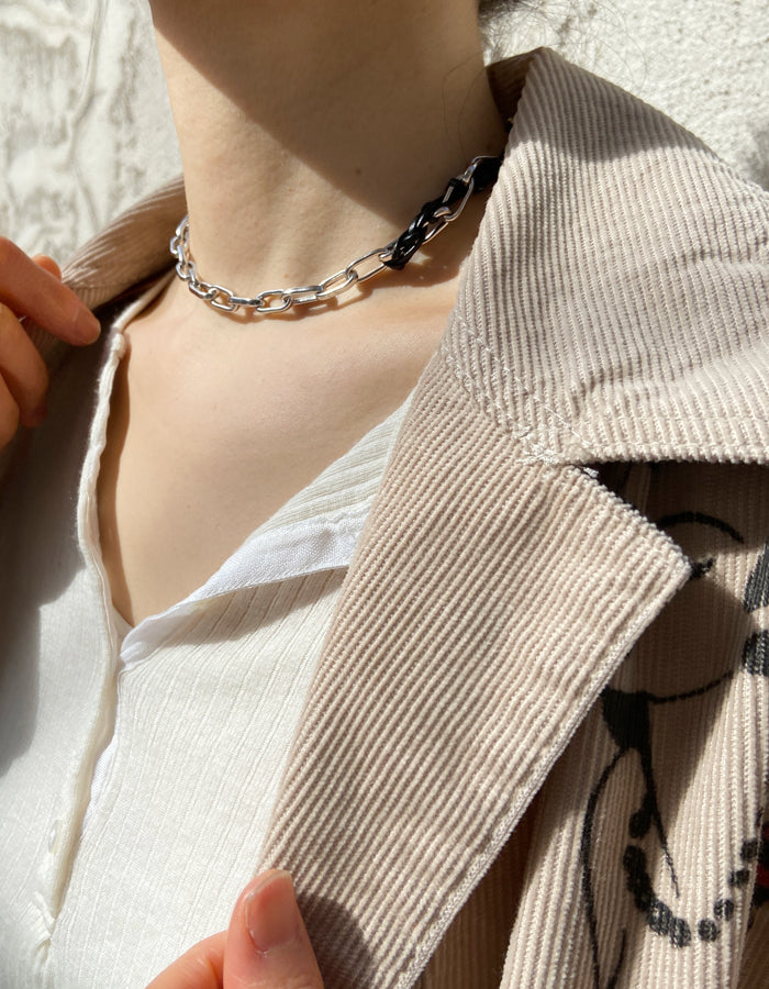R.ALAGAN/WOVEN CHAIN NECKLACE(SILVER)