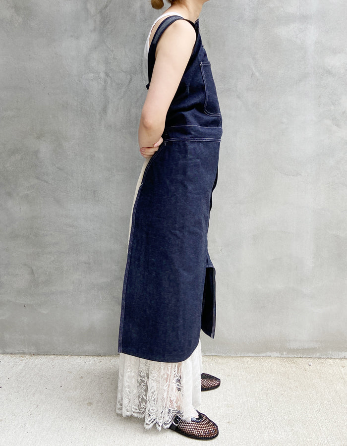 FUMIKA_UCHIDA/DENIM OVERALL APRON MIDI DRESS