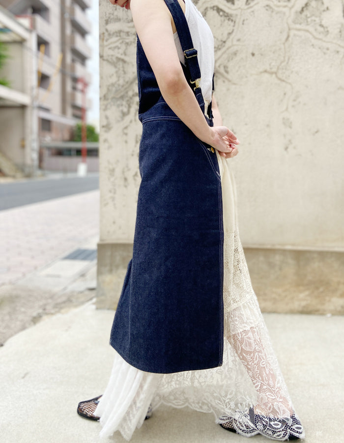 FUMIKA_UCHIDA/DENIM OVERALL APRON MIDI DRESS