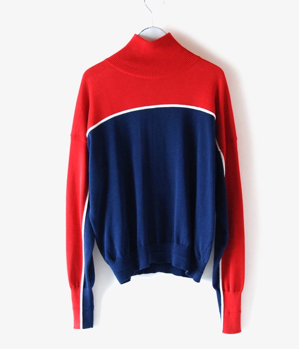 MAISON EUREKA/STRIPE HIGH NECK SWEATER (RED/BLUE)