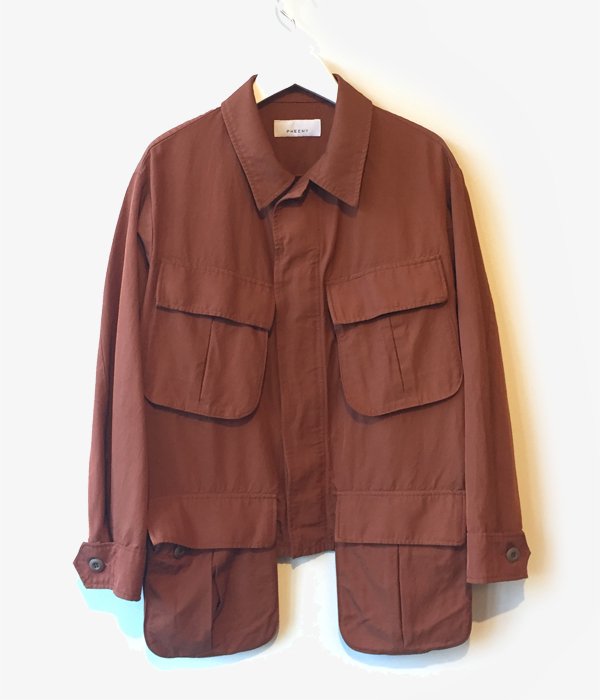 PHEENY/RAYON COTTON TWILL SHORT FATIGUE JACKET (BROWN)