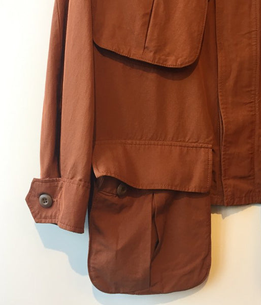 PHEENY/RAYON COTTON TWILL SHORT FATIGUE JACKET (BROWN)