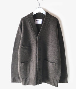 MHL./FINE SHETLAND CARDIGAN (BROWN)