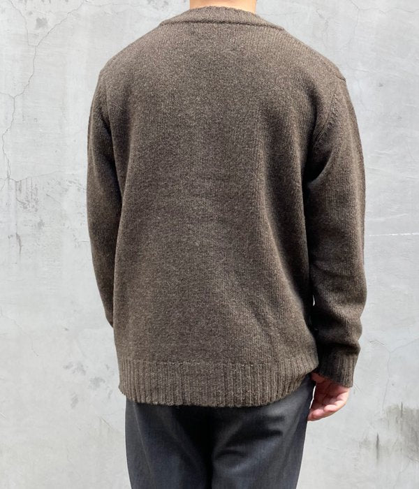 MHL./FINE SHETLAND CARDIGAN (BROWN)