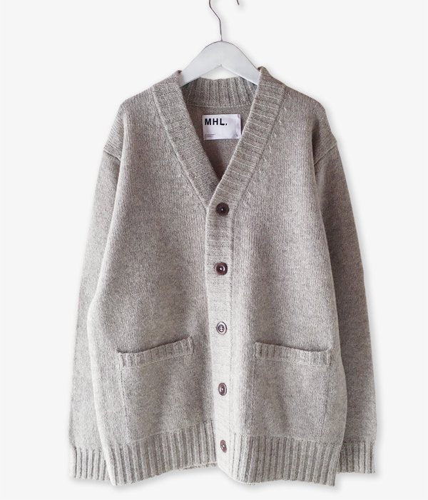 MHL./FINE SHETLAND CARDIGAN (BEIGE)