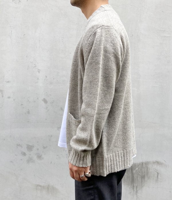 MHL./FINE SHETLAND CARDIGAN (BEIGE)