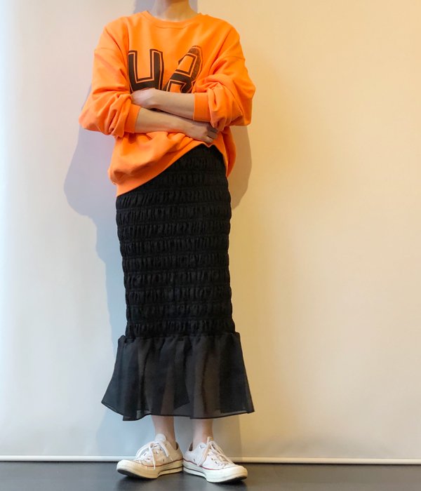 ぽっきりSALE対象 【PHEENY】Organdie sweat shirring SAPPORO skirt