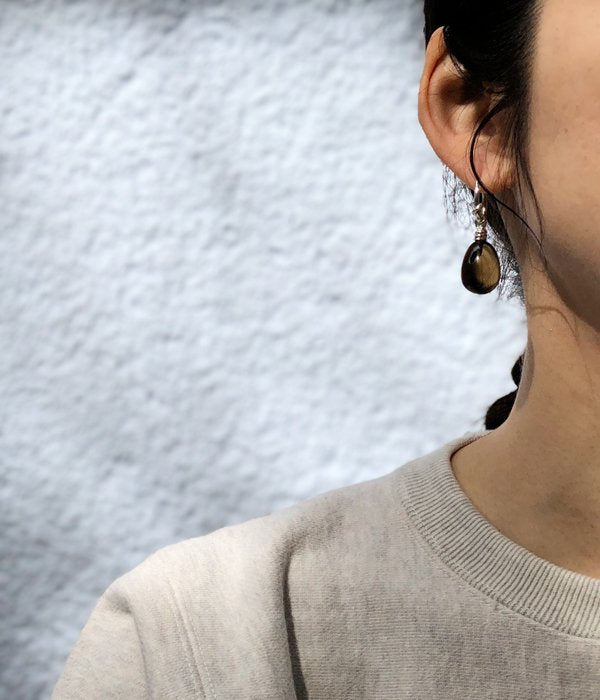 R.ALAGAN ララガン-KNOT SMOKY QUARTZ EARRINGS-