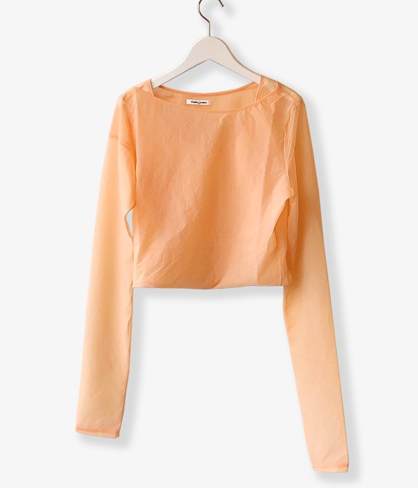 FUMIKA_UCHIDA/Stretch Taffeta/LAYERED CROPPED TOP(ORANGE)